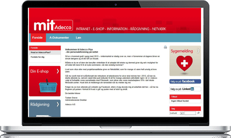 Adecco Medarbejdeoportal - en Portal webside lavet af Viewsource.dk